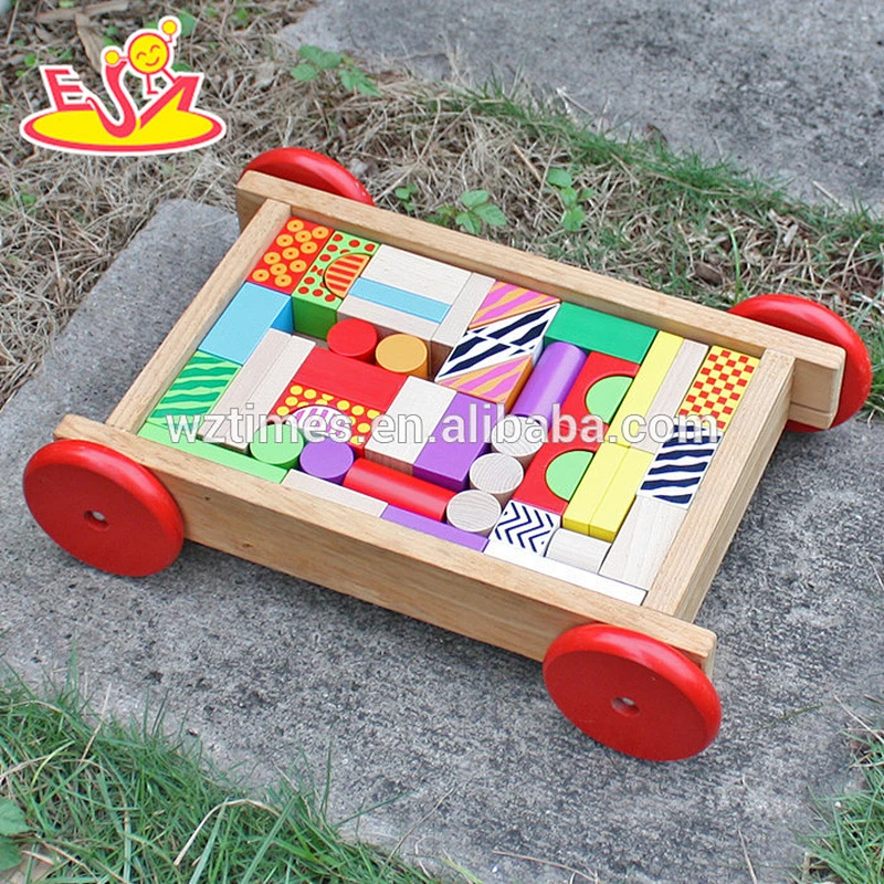 2018 wholesale pull car designed wooden wooden blocks for toddlers W13C032