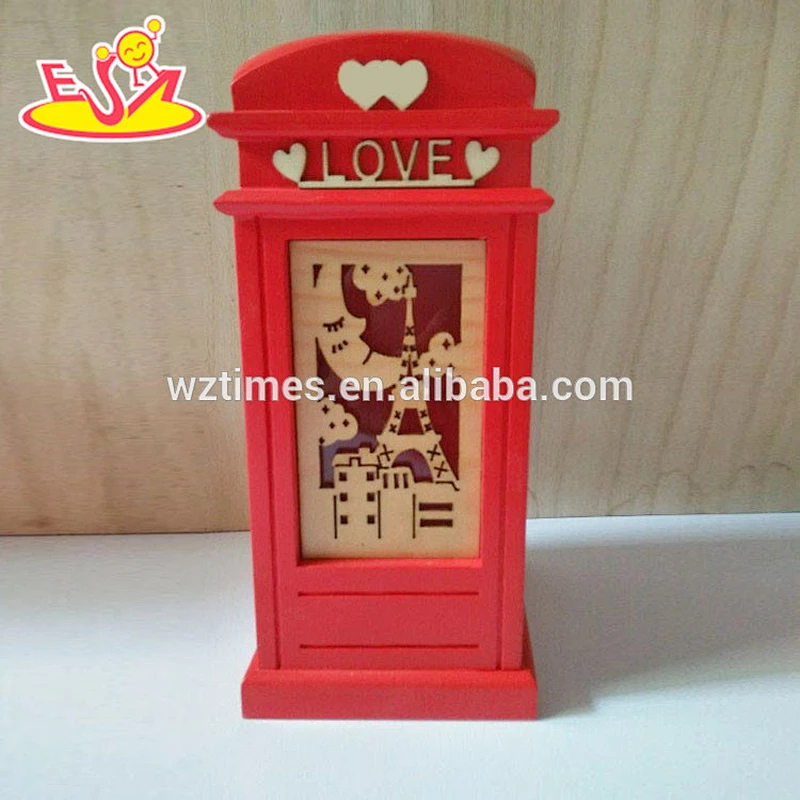 Wholesale customize wooden coin bank beautiful kids red wooden coin bank W02A268