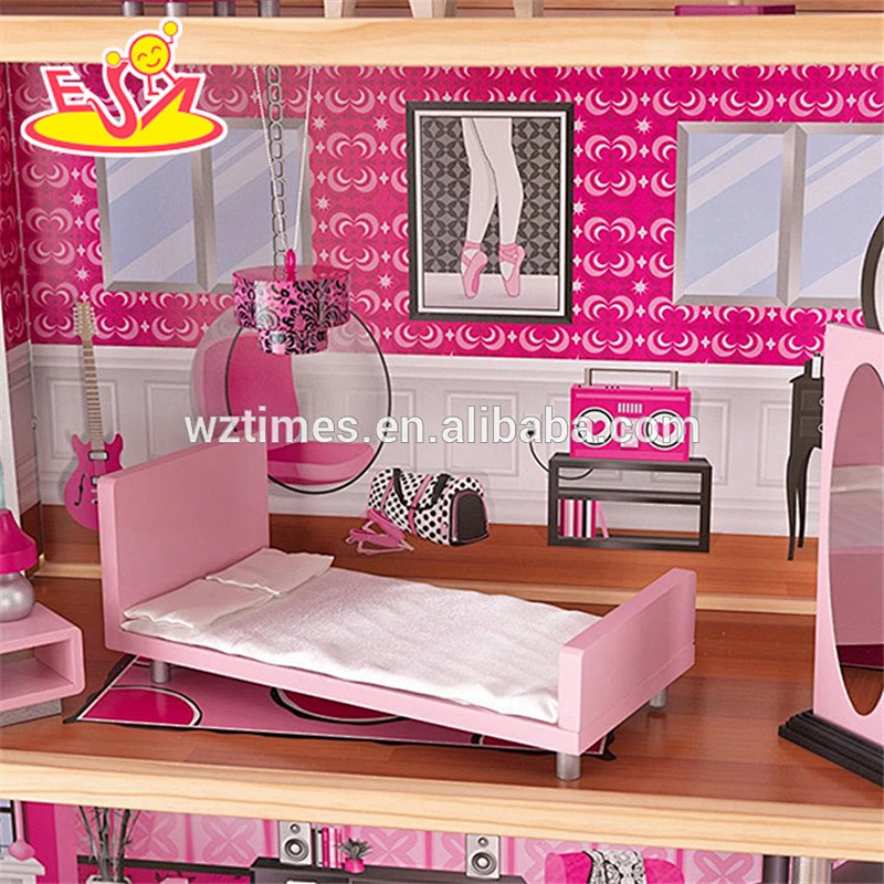 Wholesale modern style kids wooden doll house toy fashionable baby wooden doll house toy W06A222