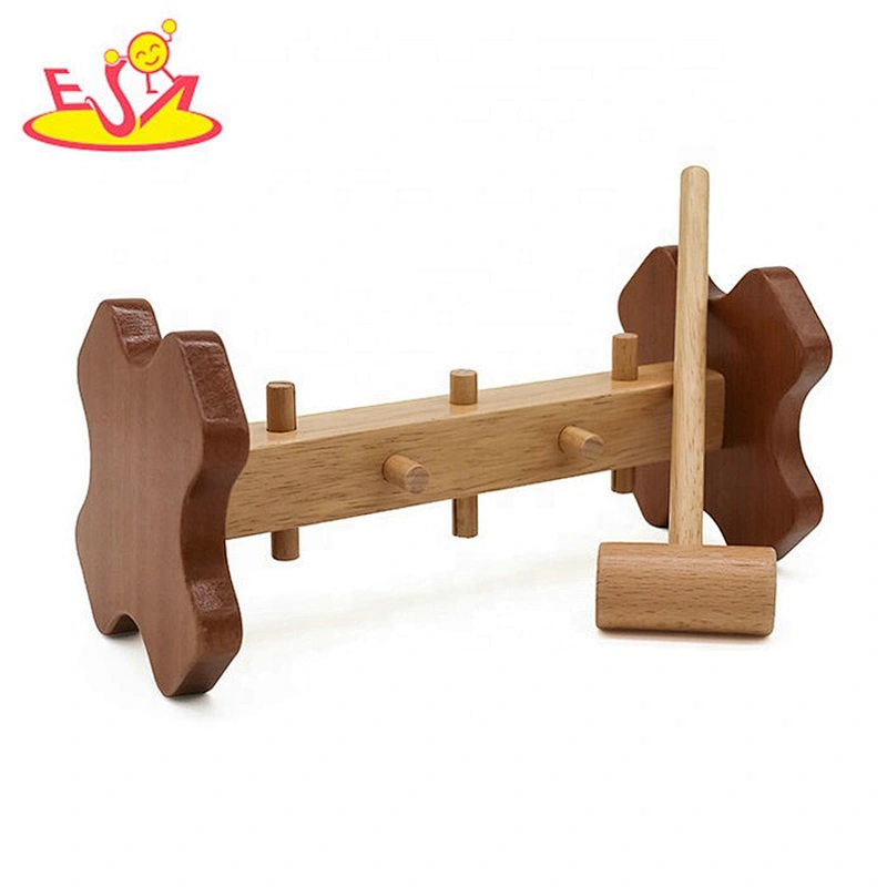 2019 New arrival educational wooden peg and hammer toy for babies W11G055
