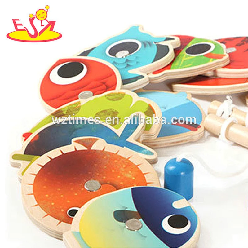 Top quality educational wooden fishing toys for kids W01B092