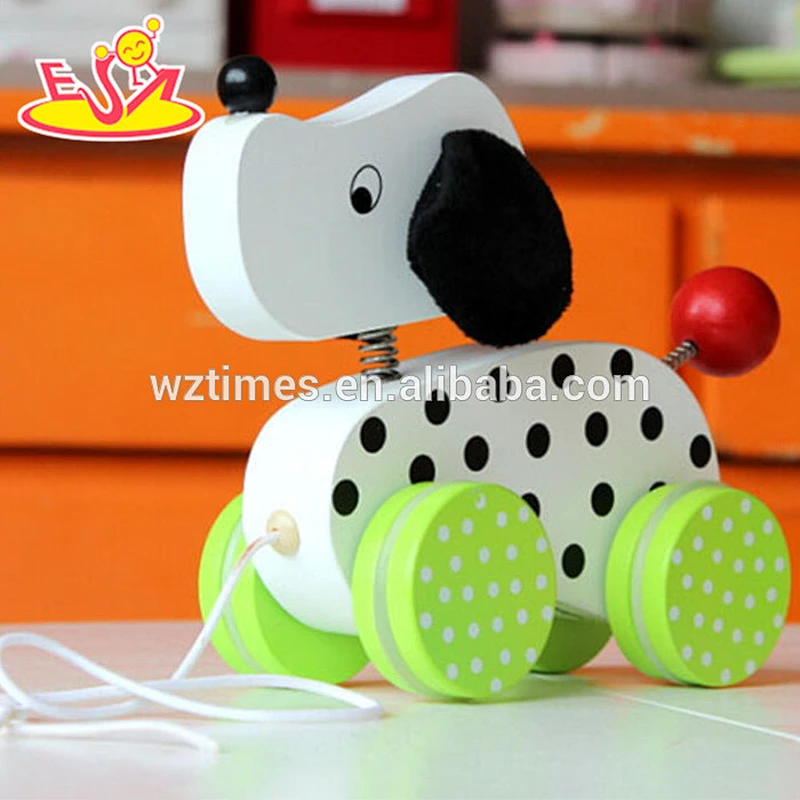 2018 wholesale new fashion children wooden animal drag toy hot sale wooden animal drag toy W05B122