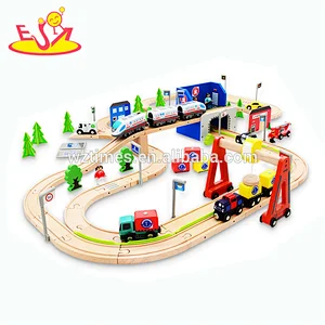 Wholesale 80 pcs hottest sale wooden train tracks set table toy for boys W04C084