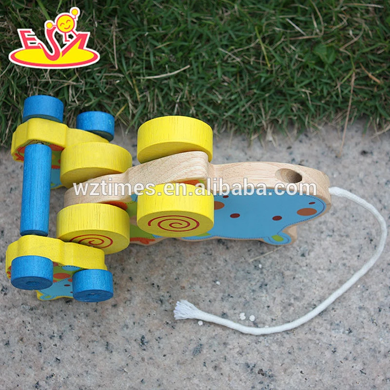 Wholesale educational wooden pull car toy new product baby wooden pull car toy W05B054