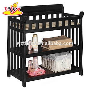 2018 Wholesale cheap portable wooden white changing unit for baby W08C118A