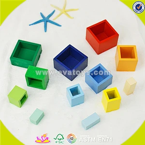 wholesale cheap kids wooden geometric block set fancy wooden geometric blocks set W13E045