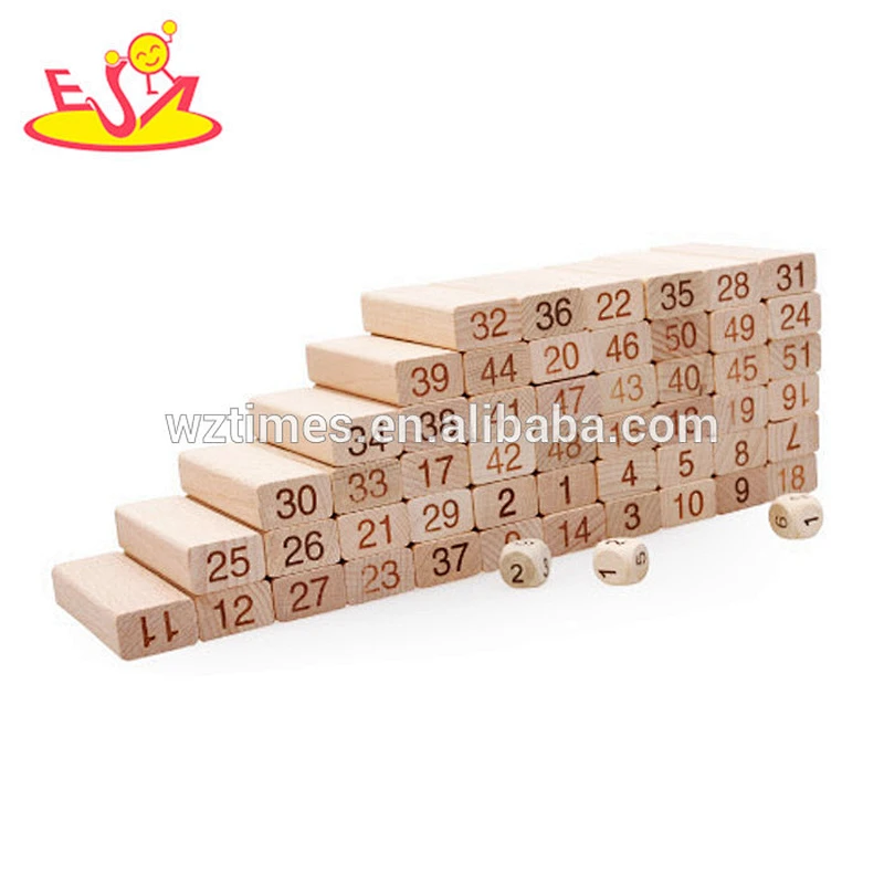 Großhandel 51 STÜCKE pädagogisches baby stapeln ziegel spiel lustige hölzerne stapel ziegel spiel spielzeug kinder holzblöcke W13D149