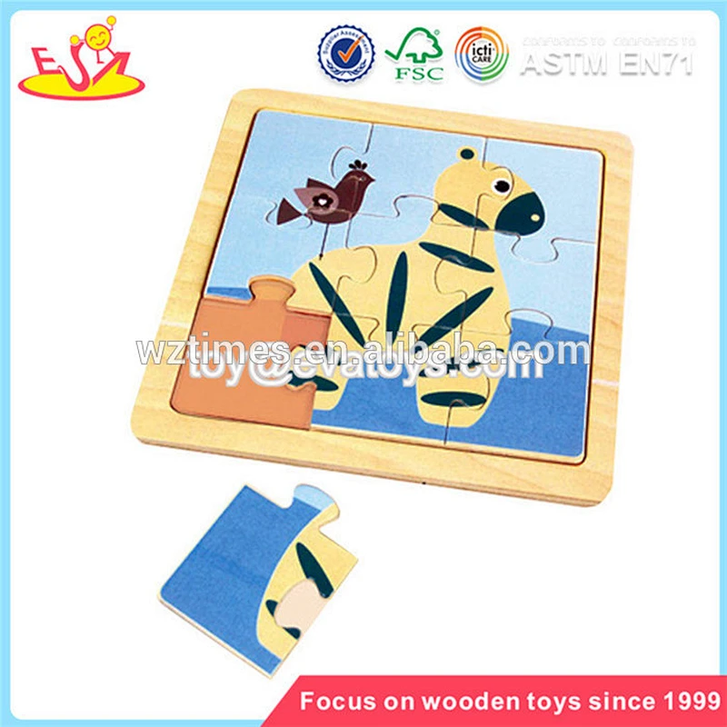 New hottest multi color 3d zoo jigsaw wooden animal puzzle for children W14C250