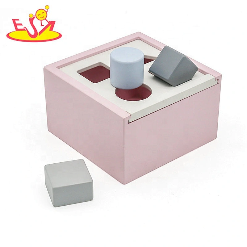 New hottest educational pink wooden shape sorting game for kids W12D167