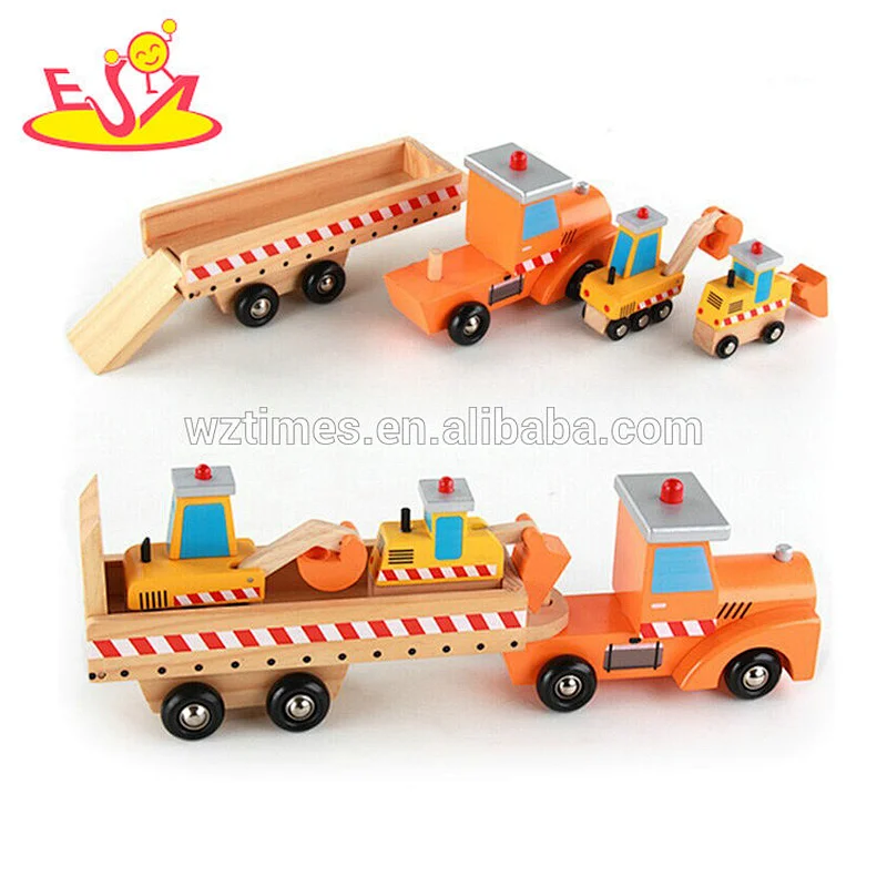 Wholesale best quality wooden construction vehicle toy for car carrier toy W04A357
