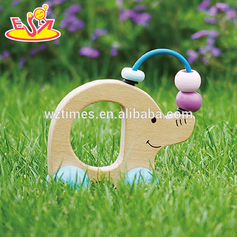 Wholesale lovely elephant shape wooden mini animal beads toy for baby W01B026