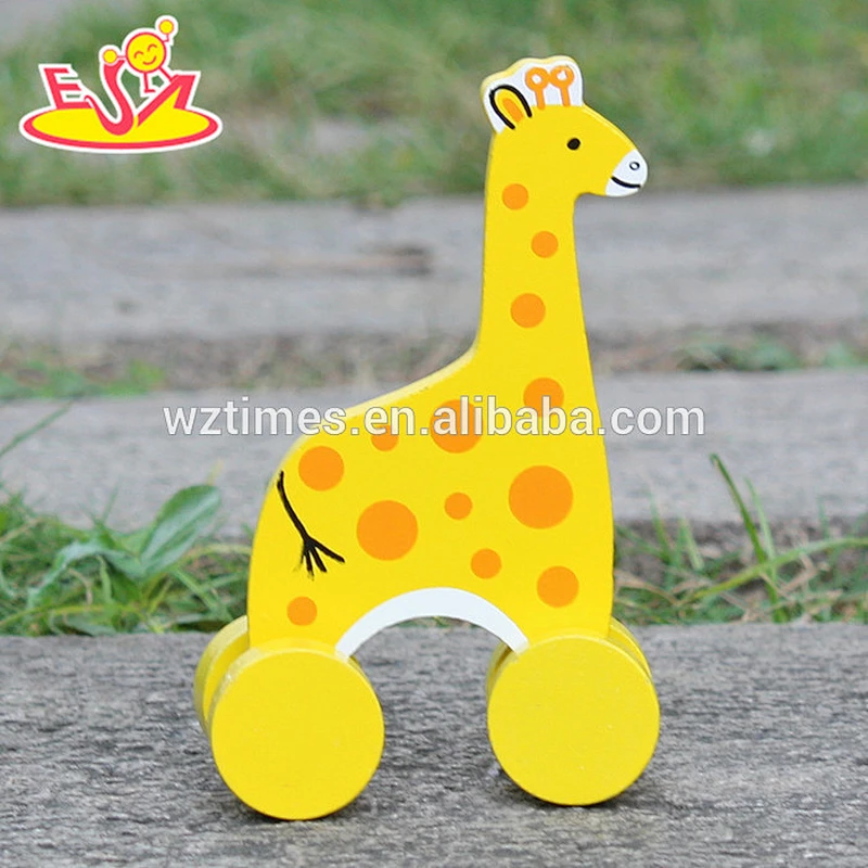 2018 New design baby wheels wooden giraffe toy most popular kids wooden giraffe toy cheap children wooden giraffe toy W04A319