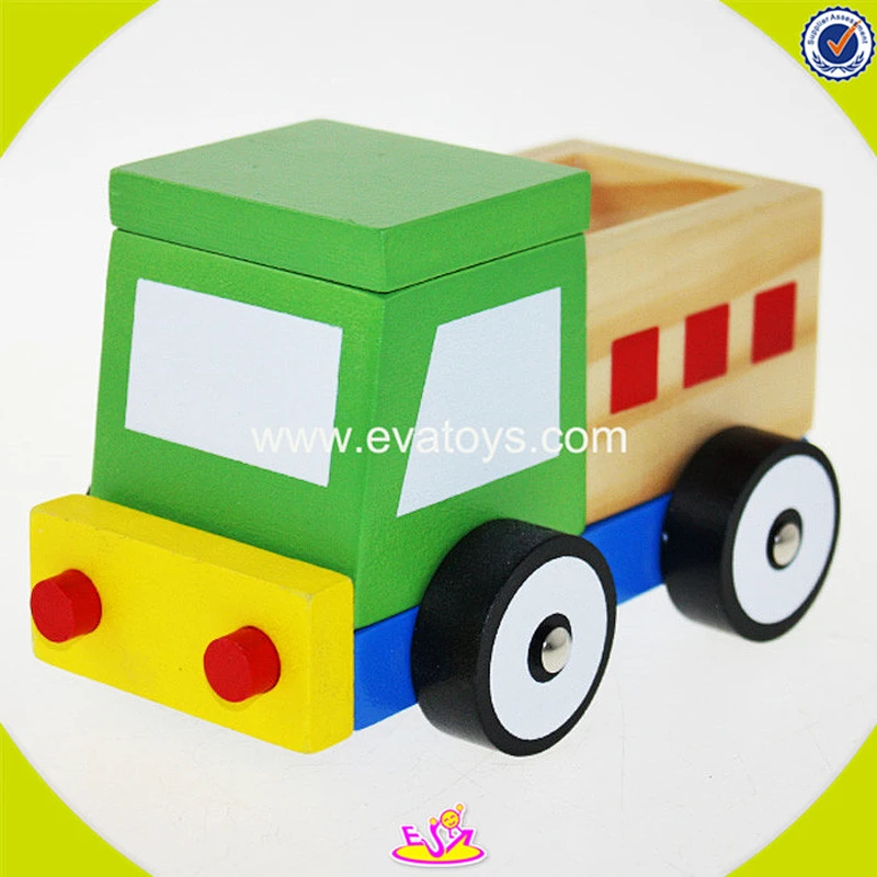 2018 Cheapest funny wooden garbage truck toy for kids W04A136