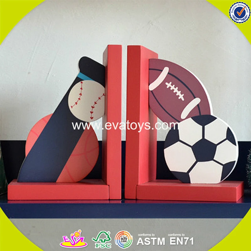 wholesale popular baby football wooden bookends W08D048