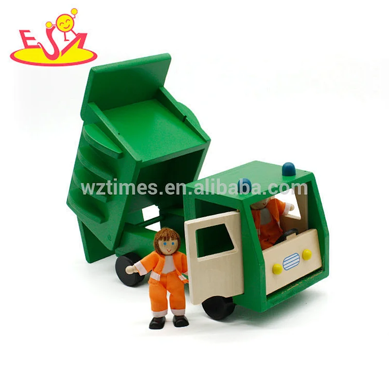 Neue Ankunftskarikatur mini hölzerne Abfallwagen spielt für Kinder W04A360