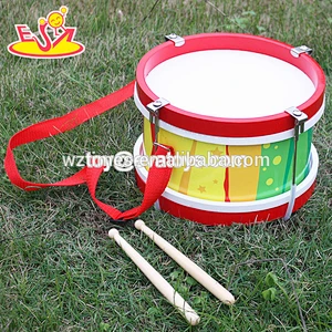Promotional lovely kids wooden mini toy drum set with 2 sticks W07J040