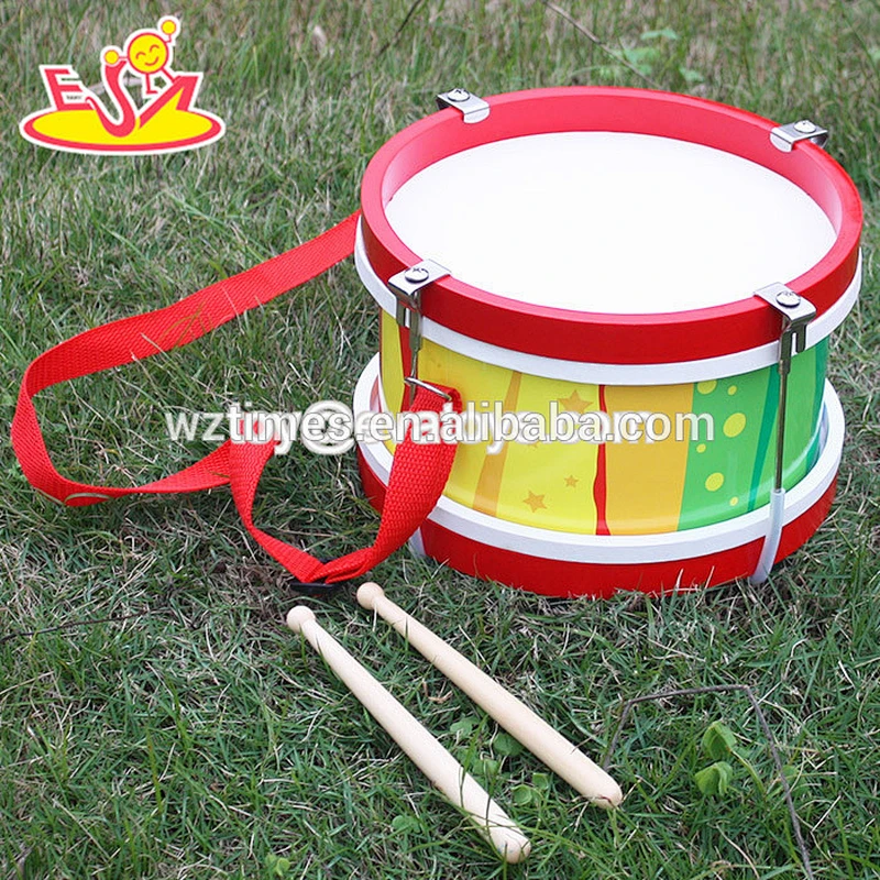 Promotional lovely kids wooden mini toy drum set with 2 sticks W07J040