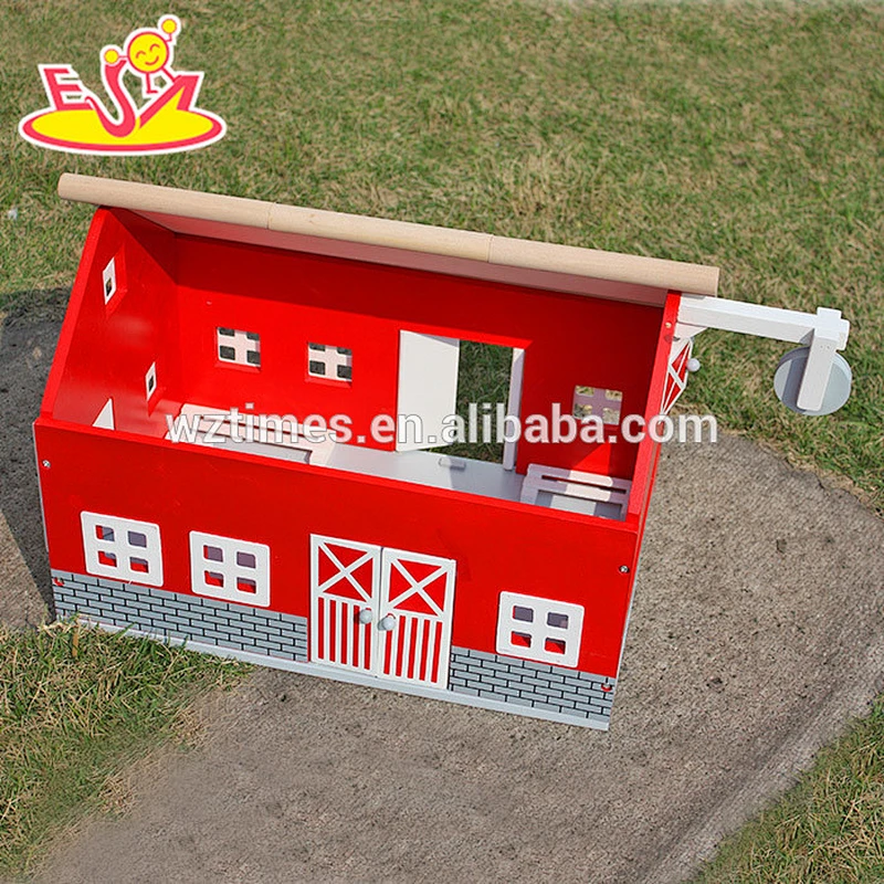 Wholesale beautiful style pretend toy kids small wooden dollhouse toy bring fun W06A105