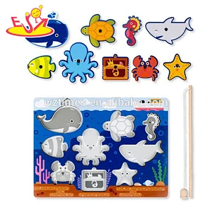 3D interesante juego de pesca magnético de madera juego de rompecabezas para niños W01A318