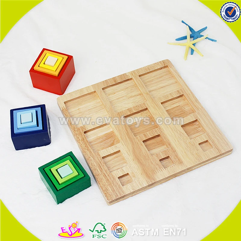 wholesale cheap kids wooden geometric block set fancy wooden geometric blocks set W13E045