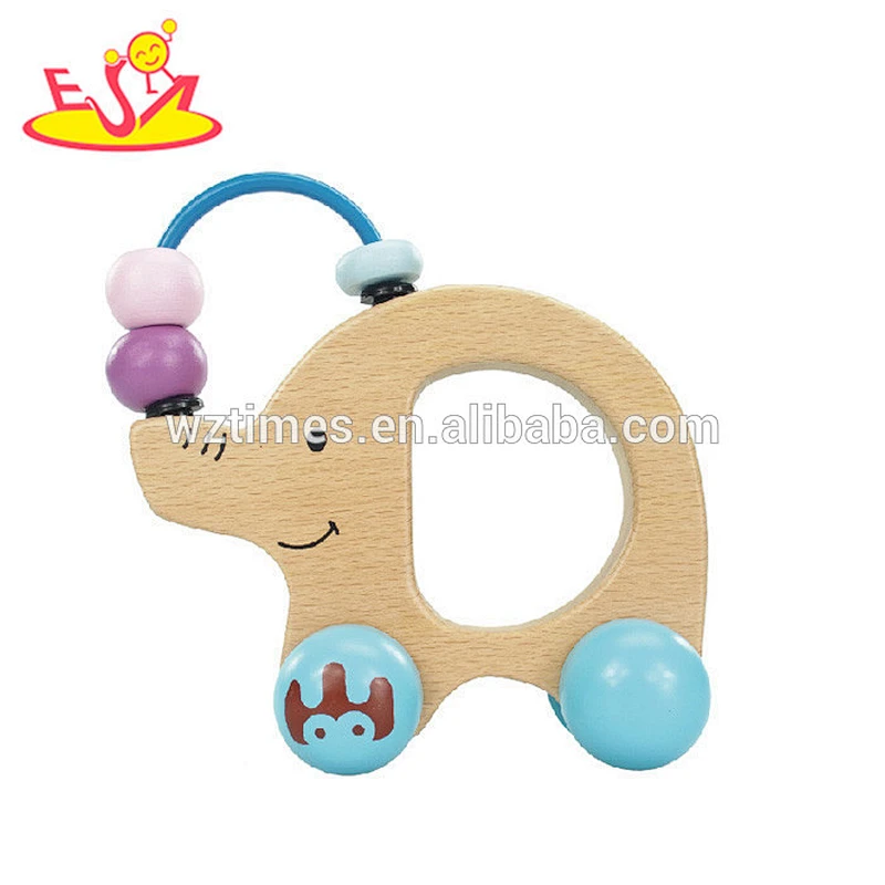 Wholesale lovely elephant shape wooden mini animal beads toy for baby W01B026
