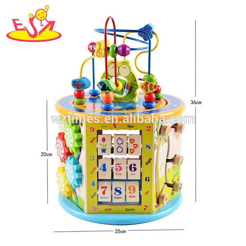 Six Sides Educational Cube Box Game Kindergarten Activity Play Wooden Baby Cube Toy W11B153