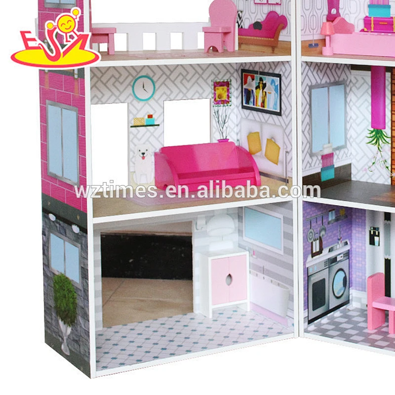2018 Wholesale best luxurious six rooms girls play doll house W06A245