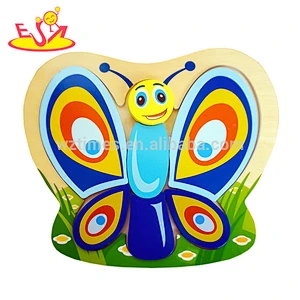 New design colorful 3d wooden butterfly jigsaw puzzle for children W14D065