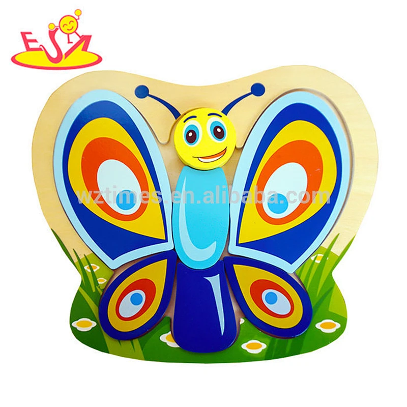 New design colorful 3d wooden butterfly jigsaw puzzle for children W14D065