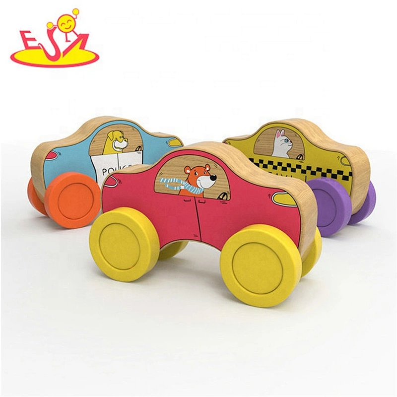 2019 New arrival funny small wooden toy cars for preschoolers W04A410