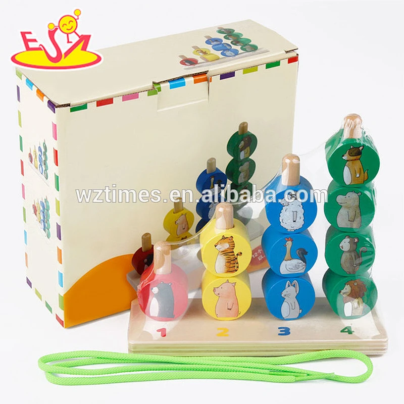 Wholesale funny kids wooden stacking animal blocks toy hot sale interesting baby wooden stacking animal blocks toy W13D095