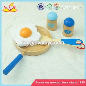 Wholesale best gift for preschool kids wooden 9 pcs cooking toy funny wooden cooking kitchen toy W10B128