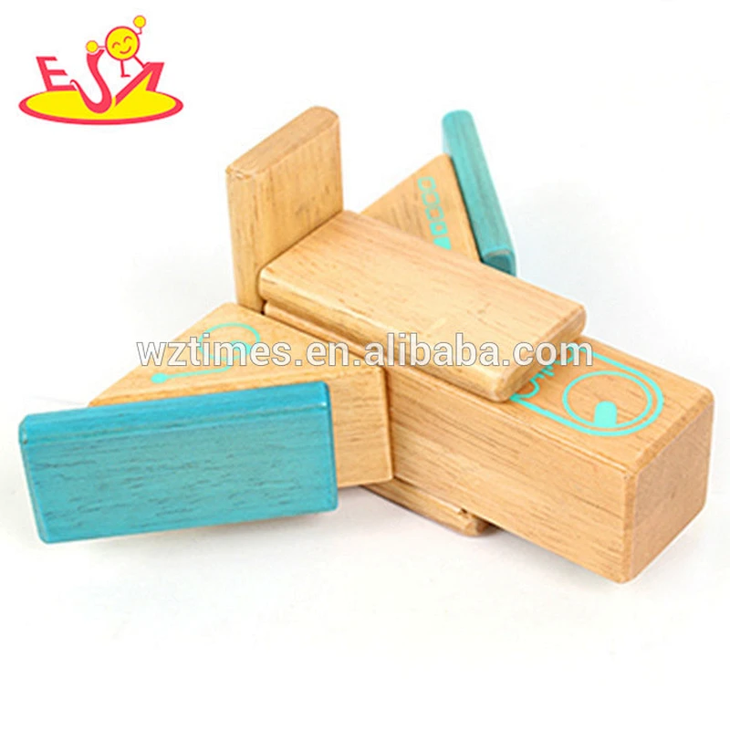 Wholesale intelligent wooden diy robot puzzle toy for children play W03B043
