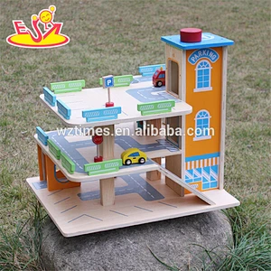 2018 wholesale toddlers wooden toy car parking garage new design kids wooden toy car parking garage W04B049