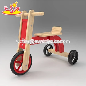 2018 Wholesale new design pink wooden bike toys wholesale kids wooden bicycle W16A032