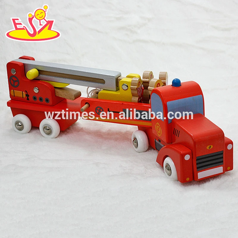 wholesale new design children wooden fire pumper for sale W04A184