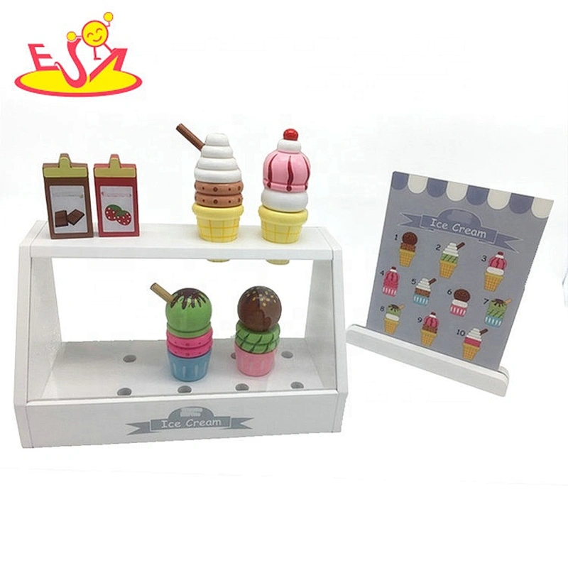 2019 Most popular simulation play wooden ice cream cone toy for children W10B312