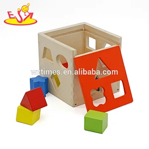New arrived funny wooden toddler shape sorter with colorful blocks W12D087