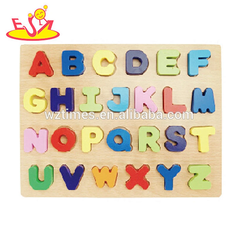Wholesale high quality english educational wooden letters puzzle toy for children W14B068