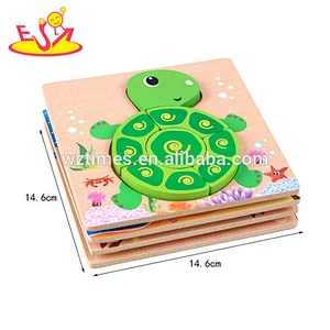 Wholesale new fashion owl pattern wooden toy 3d animal shape puzzle for toddlers W14D043