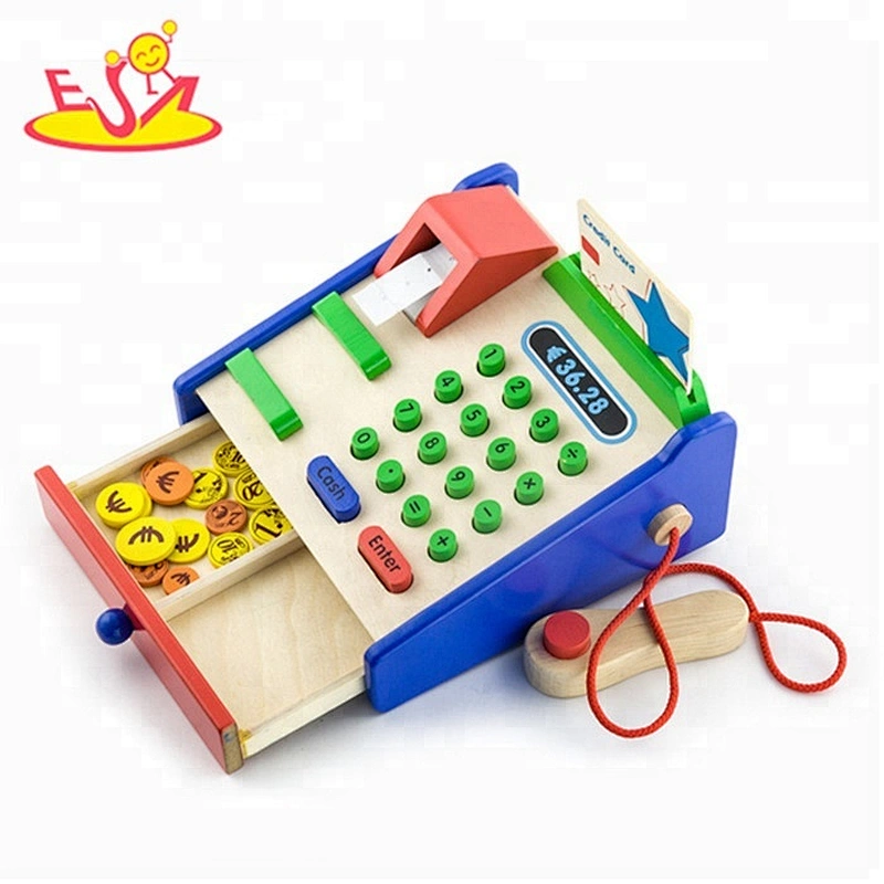 wholesale role play wooden cash register toy popular children wooden cash register for education W10A007