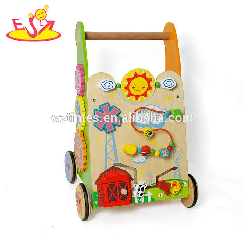 Most popular activity play wooden baby push walker with multi-function W16E084