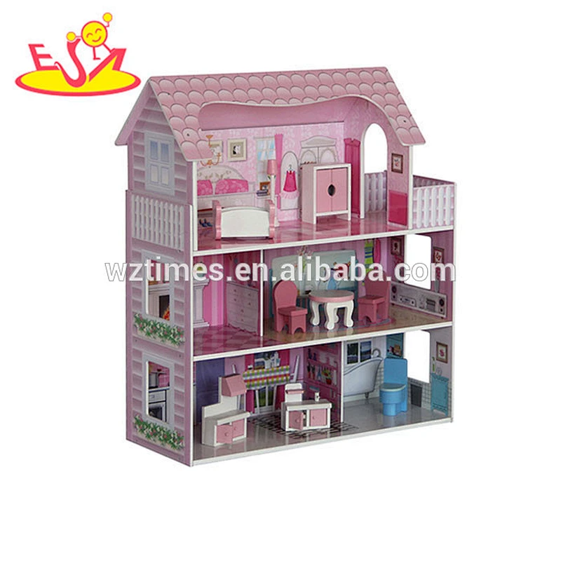 2018 role play baby toy wooden small house popular children toy wooden small house W06A143