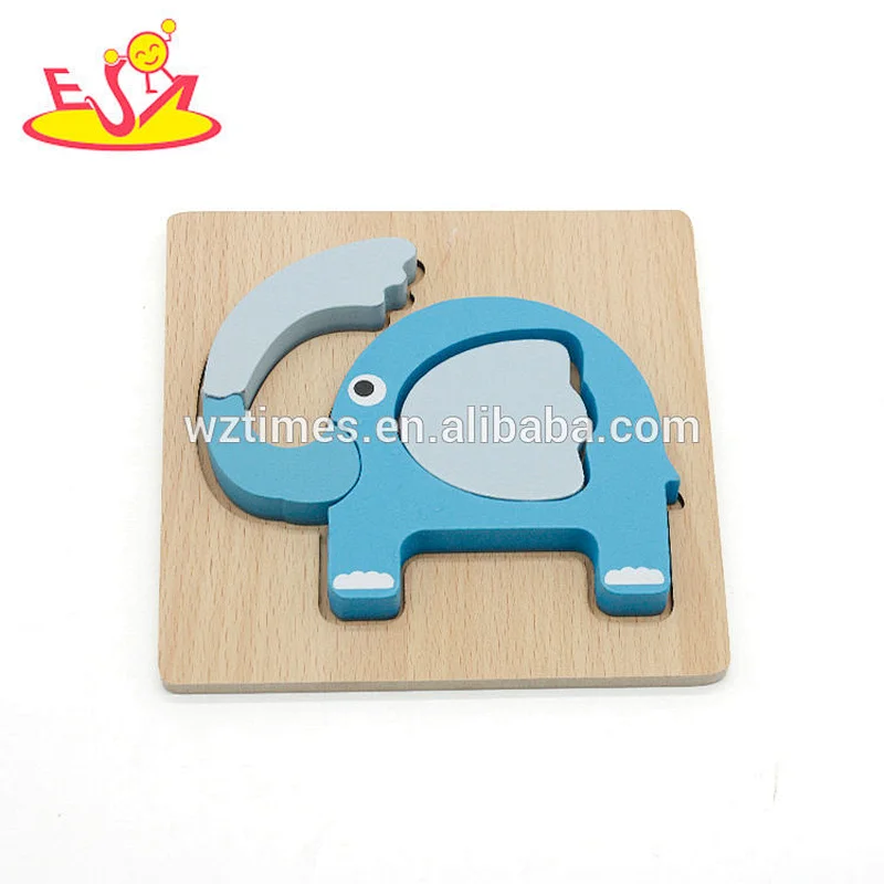 2018 Wholesale early educational animal puzzle toy wooden brain teasers for kids W14D051