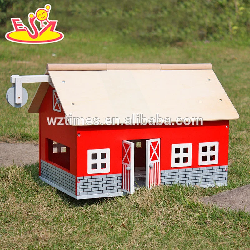 Wholesale beautiful style pretend toy kids small wooden dollhouse toy bring fun W06A105
