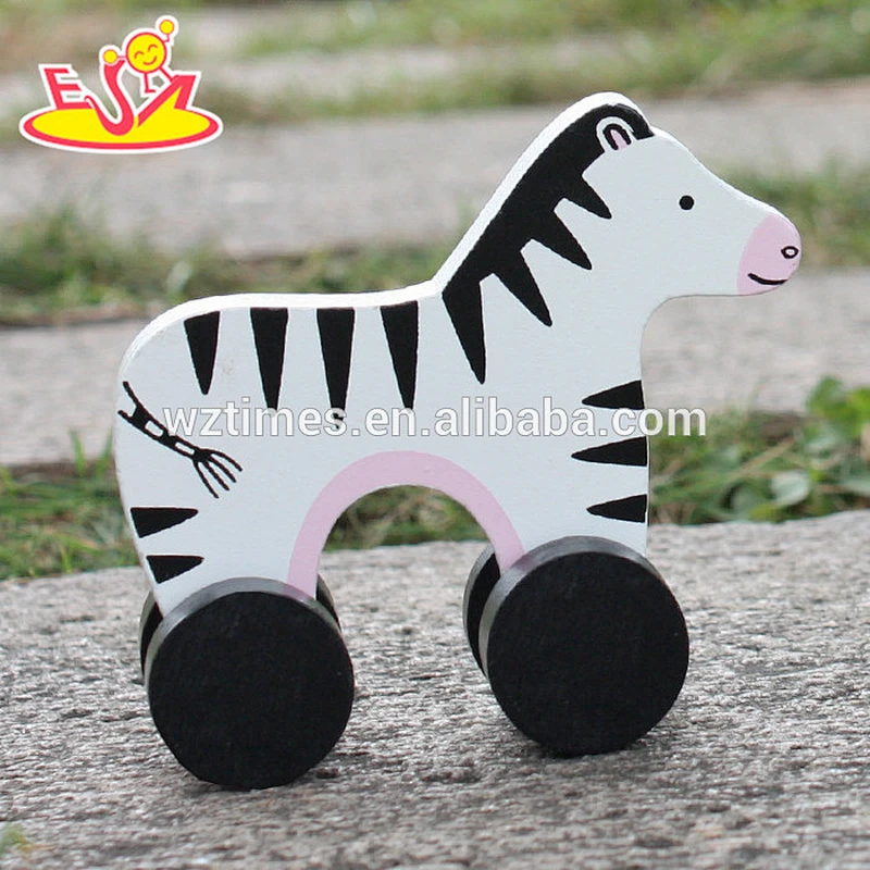 2018 New design wheels wooden zebra toys for kids best sale wooden zebra toys for kids fashion wooden toys for kids W04A316