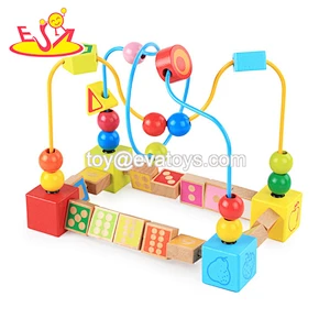 New Hottest educational wooden baby toy with beads and wire W11B206