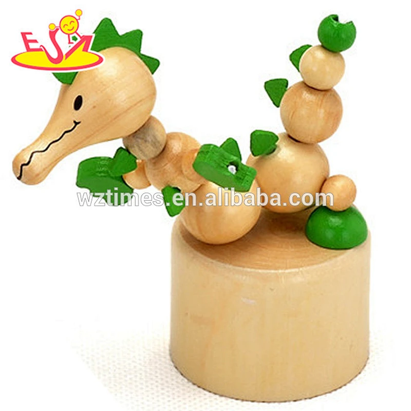 wholesale popular children wooden spring animal toy hot sale wooden spring animal toy W06D082