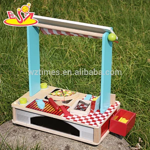 Top hottest children wooden pretend play grill with food W10D127