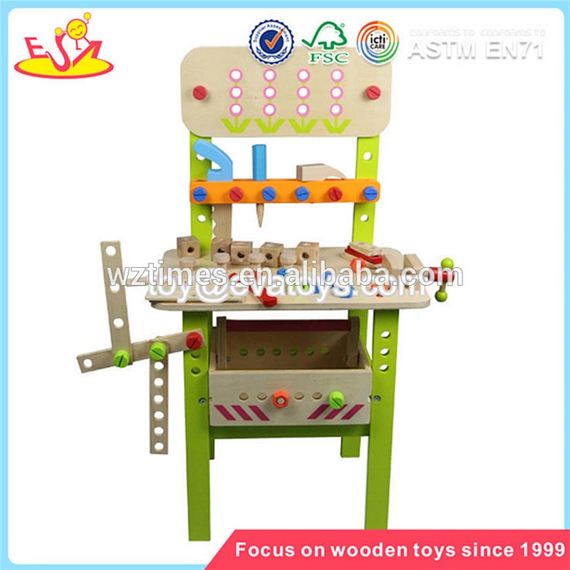 Venta al por mayor de bricolaje niños niños caja de herramientas de madera de juguete más popular bebé caja de herramientas de madera juguete W03D018